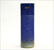 銀彩円筒花器(青)