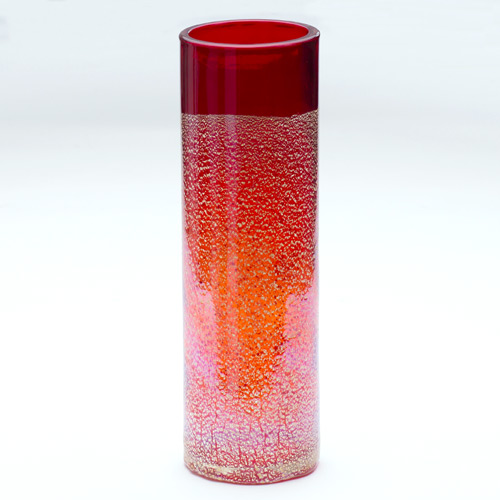 銀彩円筒花器(赤)